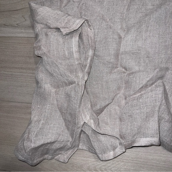 EILEEN FISHER XS Organic Linen Round Neck Short Sleeve Cropped Boxy Poncho Beige - Picture 9 of 10